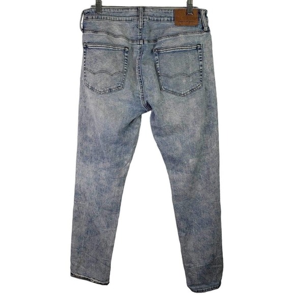 American Eagle AE Airflex Jeans Men's 32x30 Light Wash Distressed Skinny Skate - Picture 3 of 14